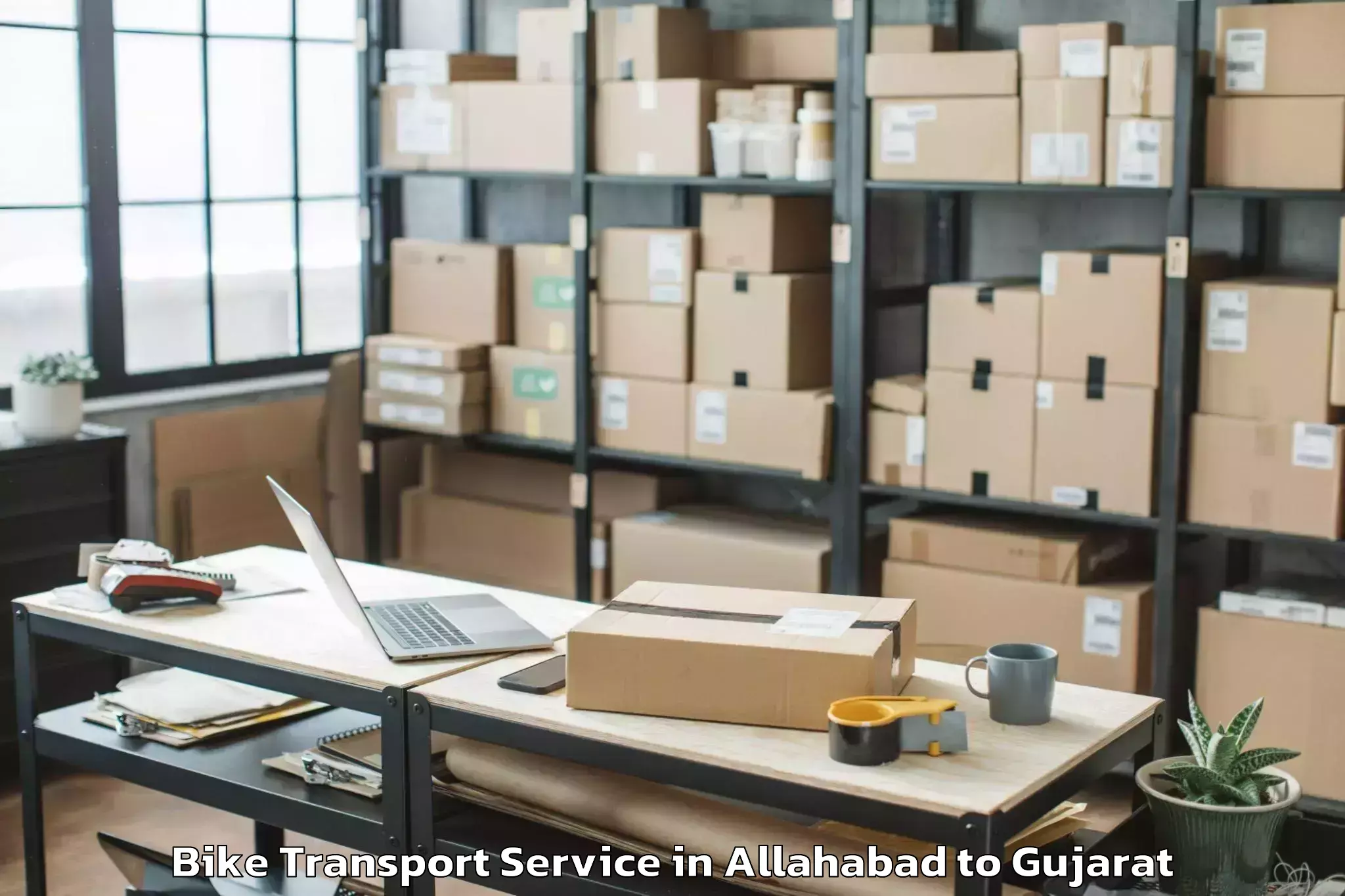 Professional Allahabad to Porbandar Bike Transport